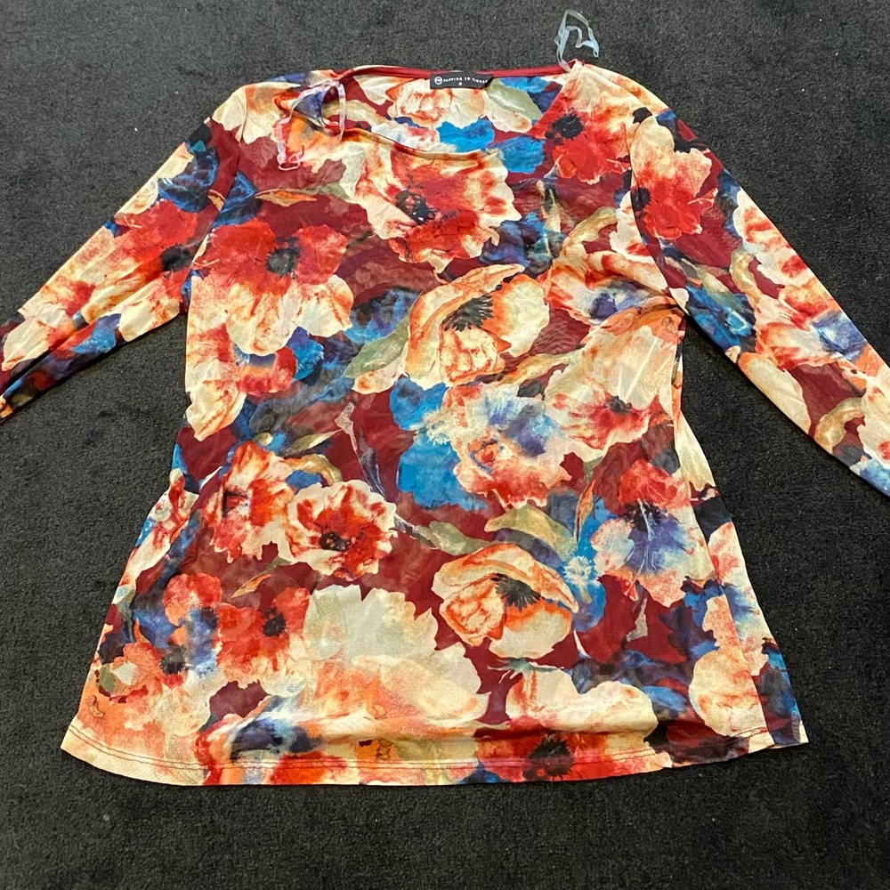 Floral Sheer Mesh Shirt